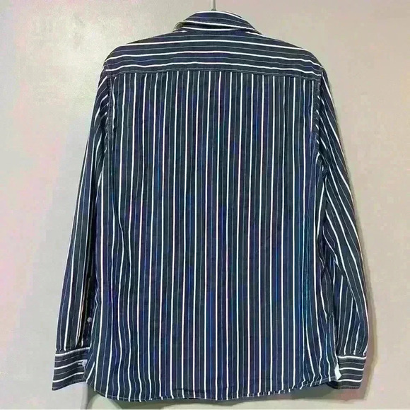 American Eagle Shirt Mens Size Large Vintage Fit Blue Striped Long Sleeve - Picture 3 of 9